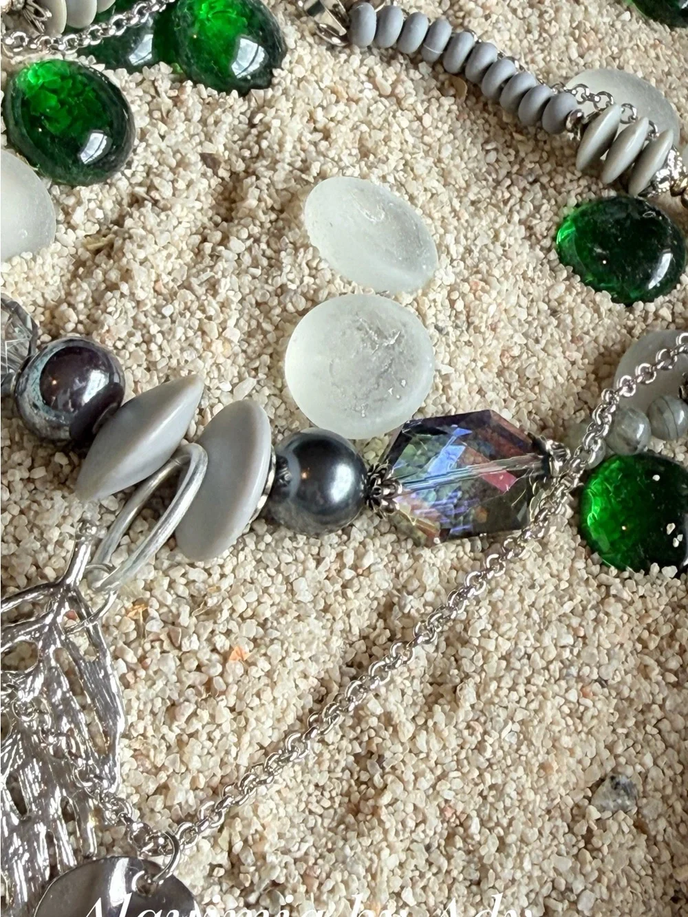 Layered + labradorite choker short statement and long XL SILVER CHAIN necklace
